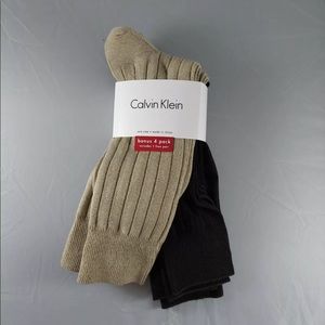 Calvin Klein Men's 4-Pair Ribbed Dress Socks OS
